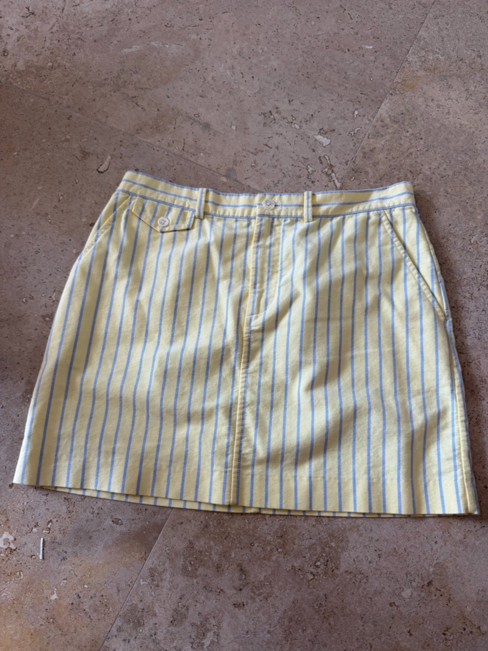 Ralph Lauren Yellow Mini Skirt with Light Blue Stripes